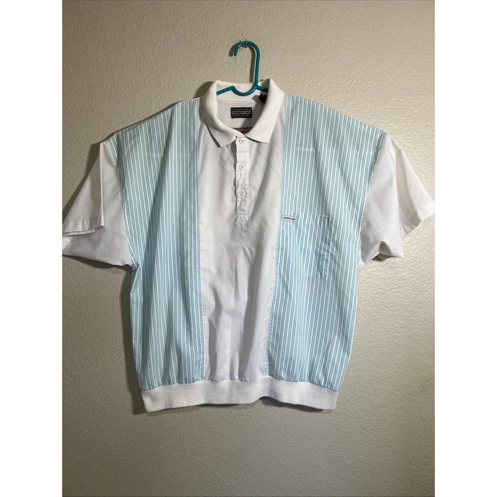 Vintage Members Only‎ Men's White Pullover 1/4 Button Up Casual Shirt Size XL